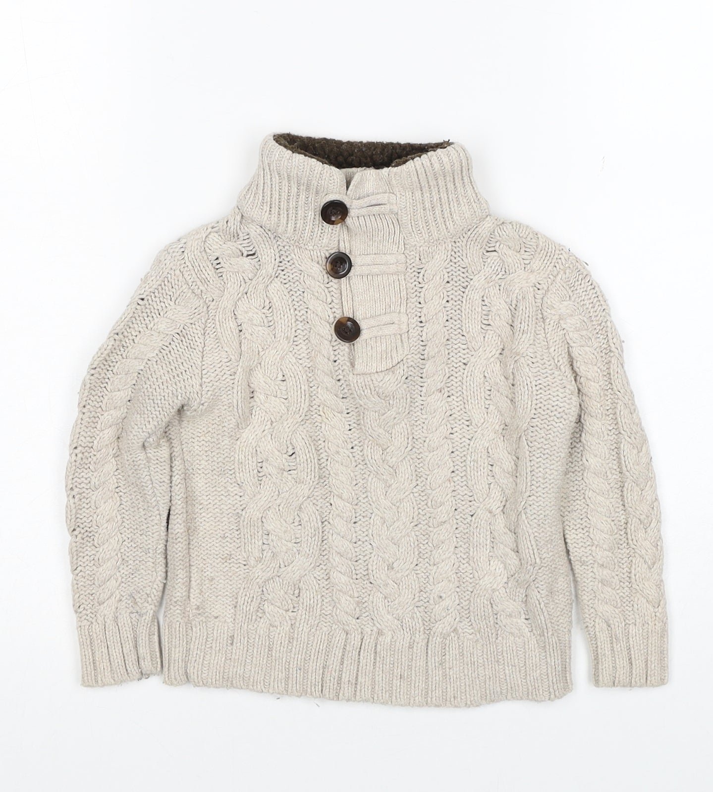 Gap Boys Beige Cotton Pullover Jumper Size 18-24 Months Button