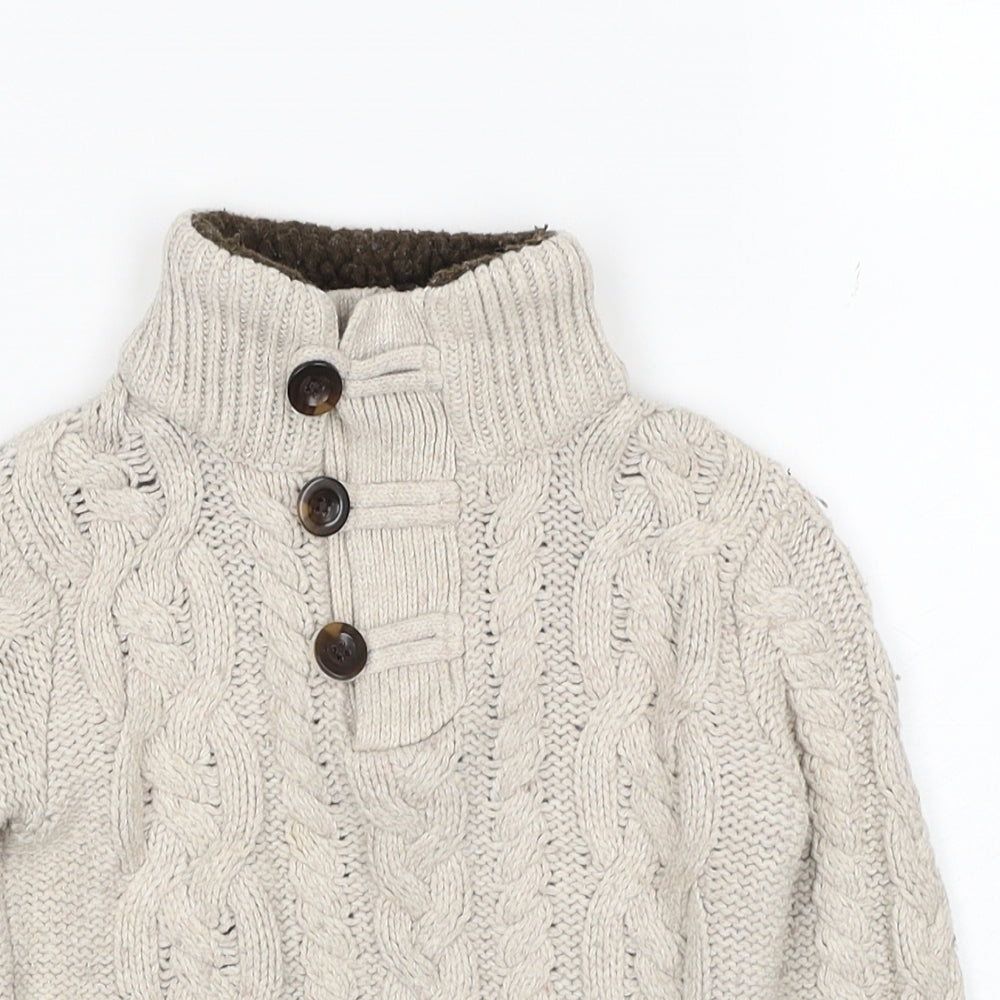 Gap Boys Beige Cotton Pullover Jumper Size 18-24 Months Button