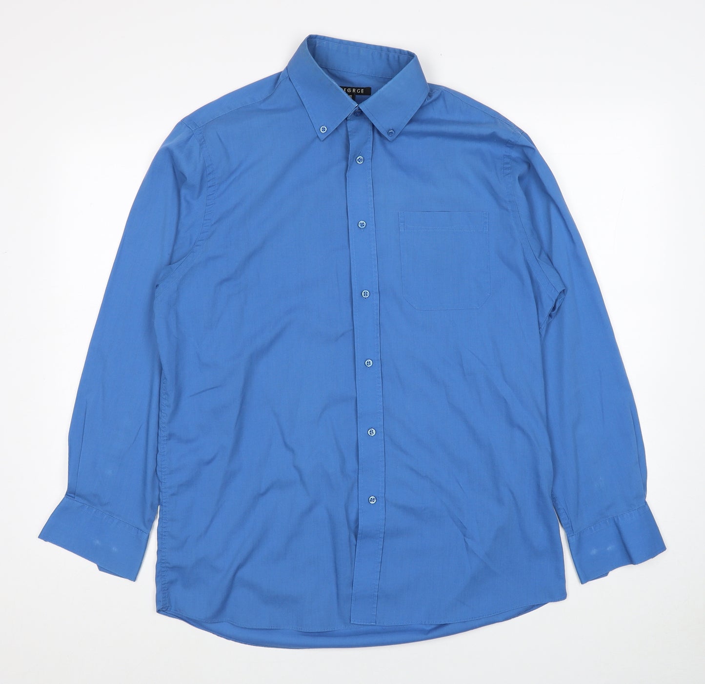 George Womens Blue Cotton Basic Button-Up Size 16 Collared