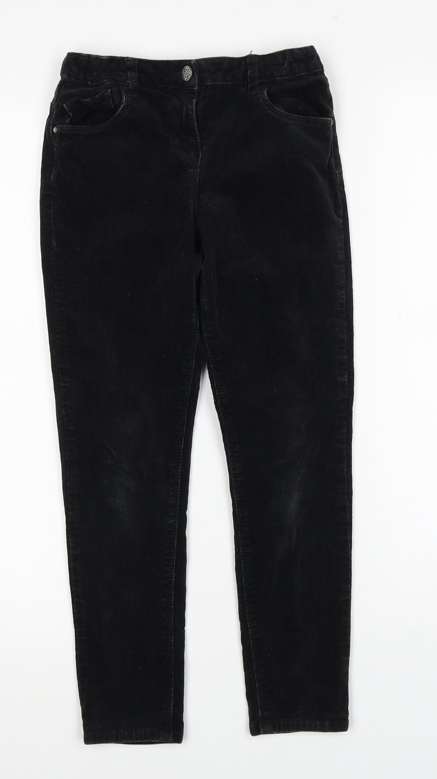 George Boys Black Cotton Chino Trousers Size 8-9 Years Regular Zip