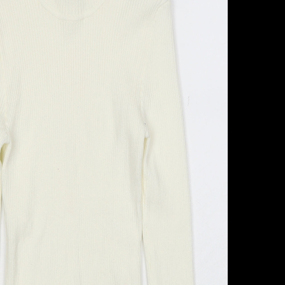 Primark Womens White Mock Neck Viscose Pullover Jumper Size 10 - Ribbed