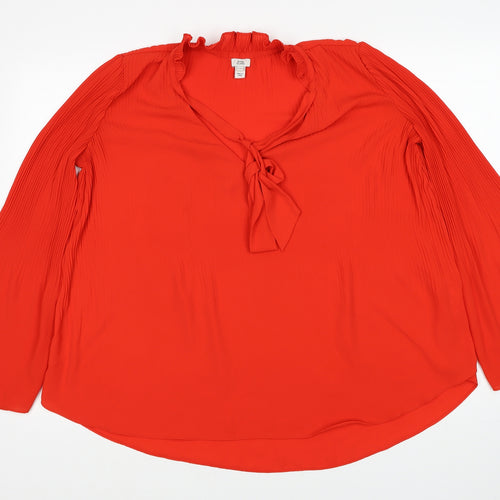 River Island Womens Red Polyester Basic Blouse Size 8 Round Neck