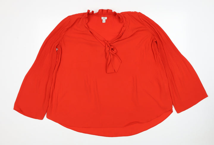 River Island Womens Red Polyester Basic Blouse Size 8 Round Neck