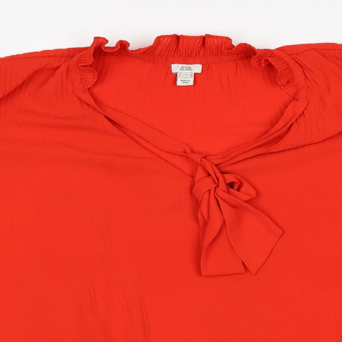 River Island Womens Red Polyester Basic Blouse Size 8 Round Neck