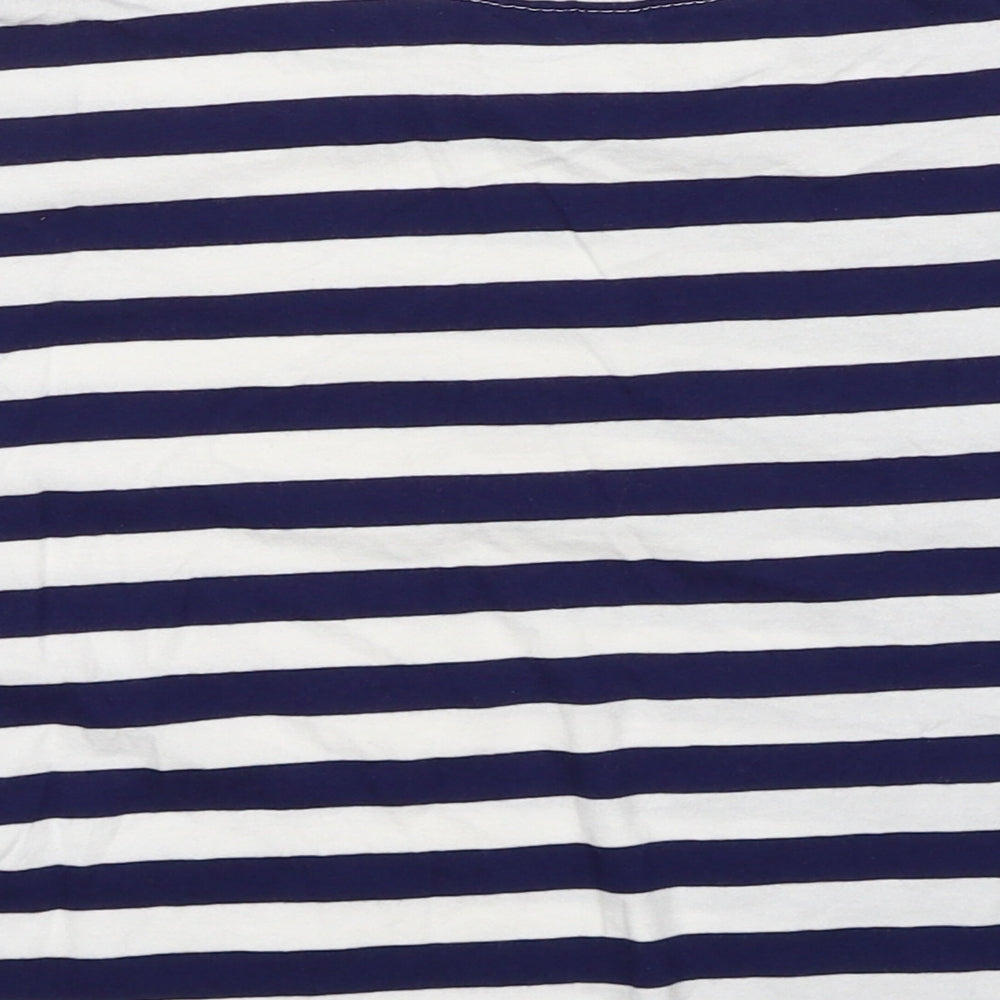 Divided by H&M Womens Blue Striped Cotton Basic T-Shirt Size S Round Neck