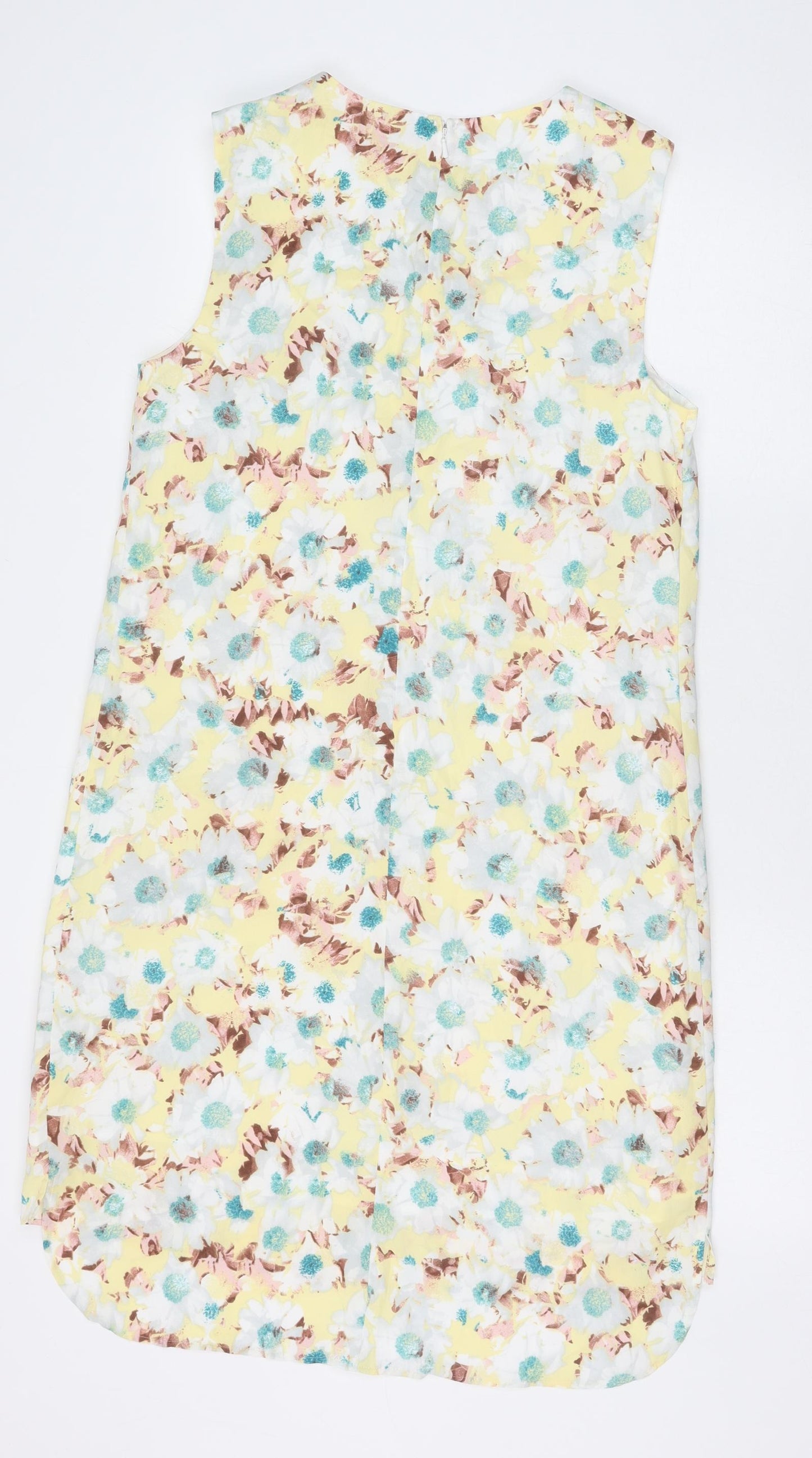 Marks and Spencer Womens Multicoloured Floral Polyester Shift Size 12 Round Neck Zip