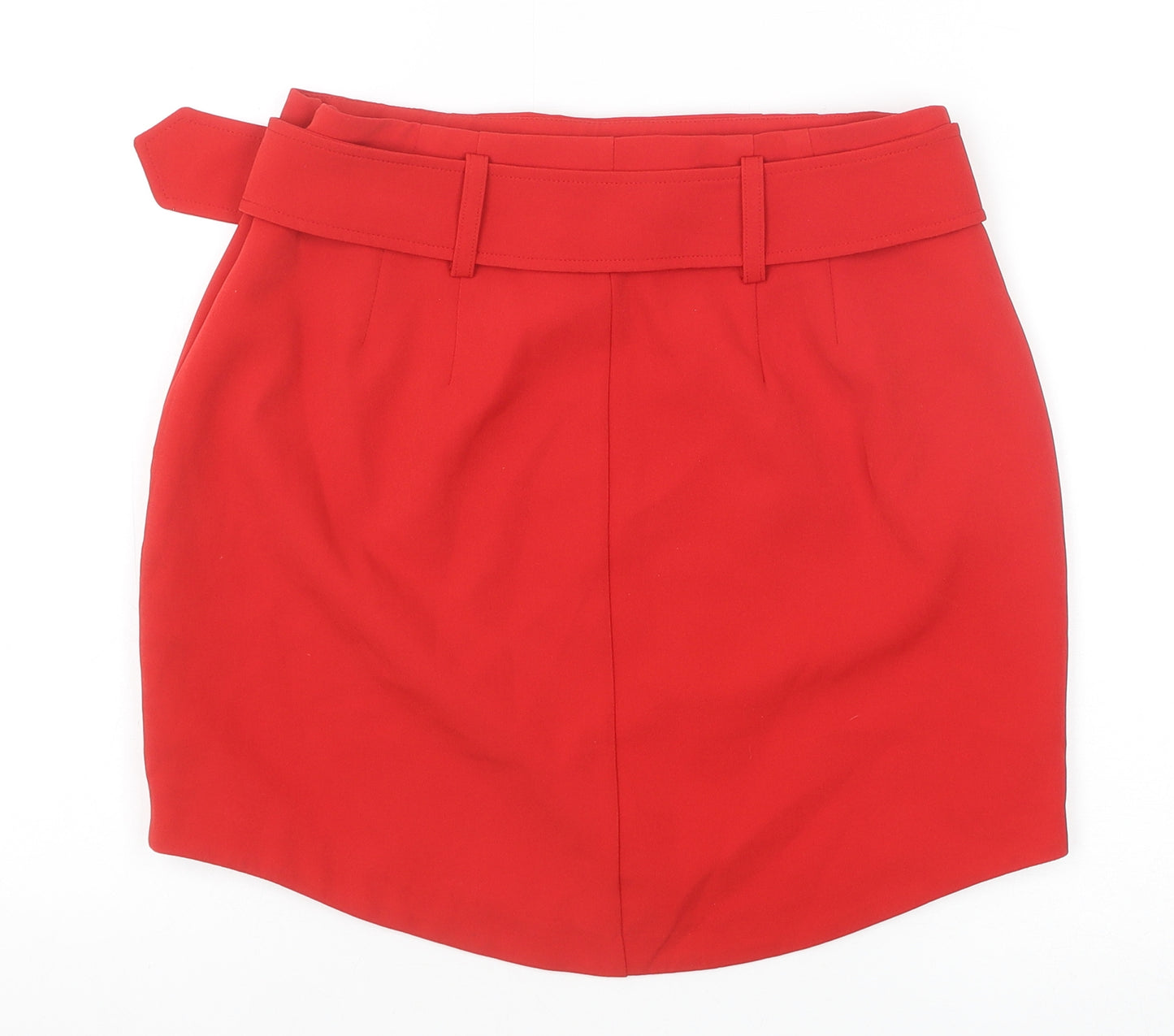 New Look Womens Red Polyester Mini Skirt Size 10 Zip - Belt Inlcuded