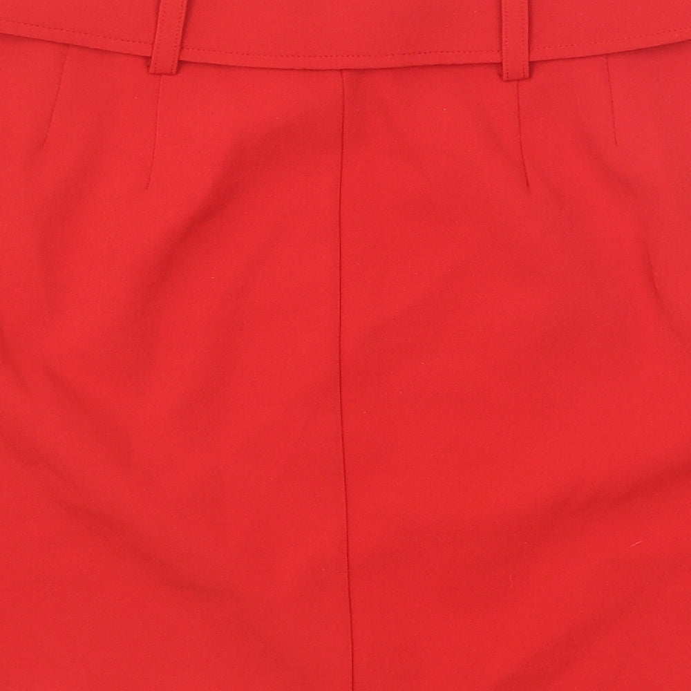 New Look Womens Red Polyester Mini Skirt Size 10 Zip - Belt Inlcuded