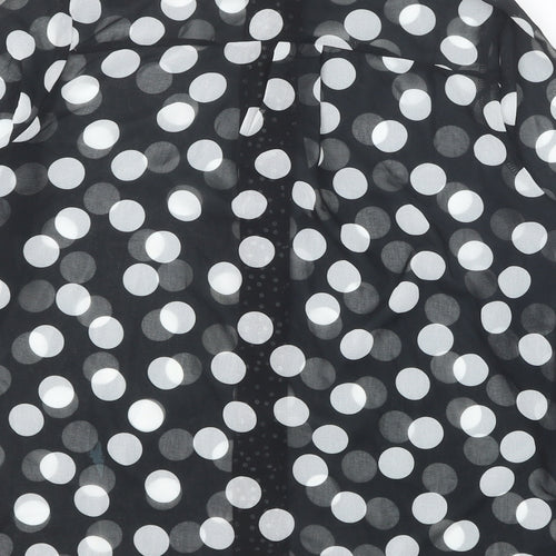 Lipsy Womens Black Polka Dot Polyester Basic Button-Up Size 8 Collared