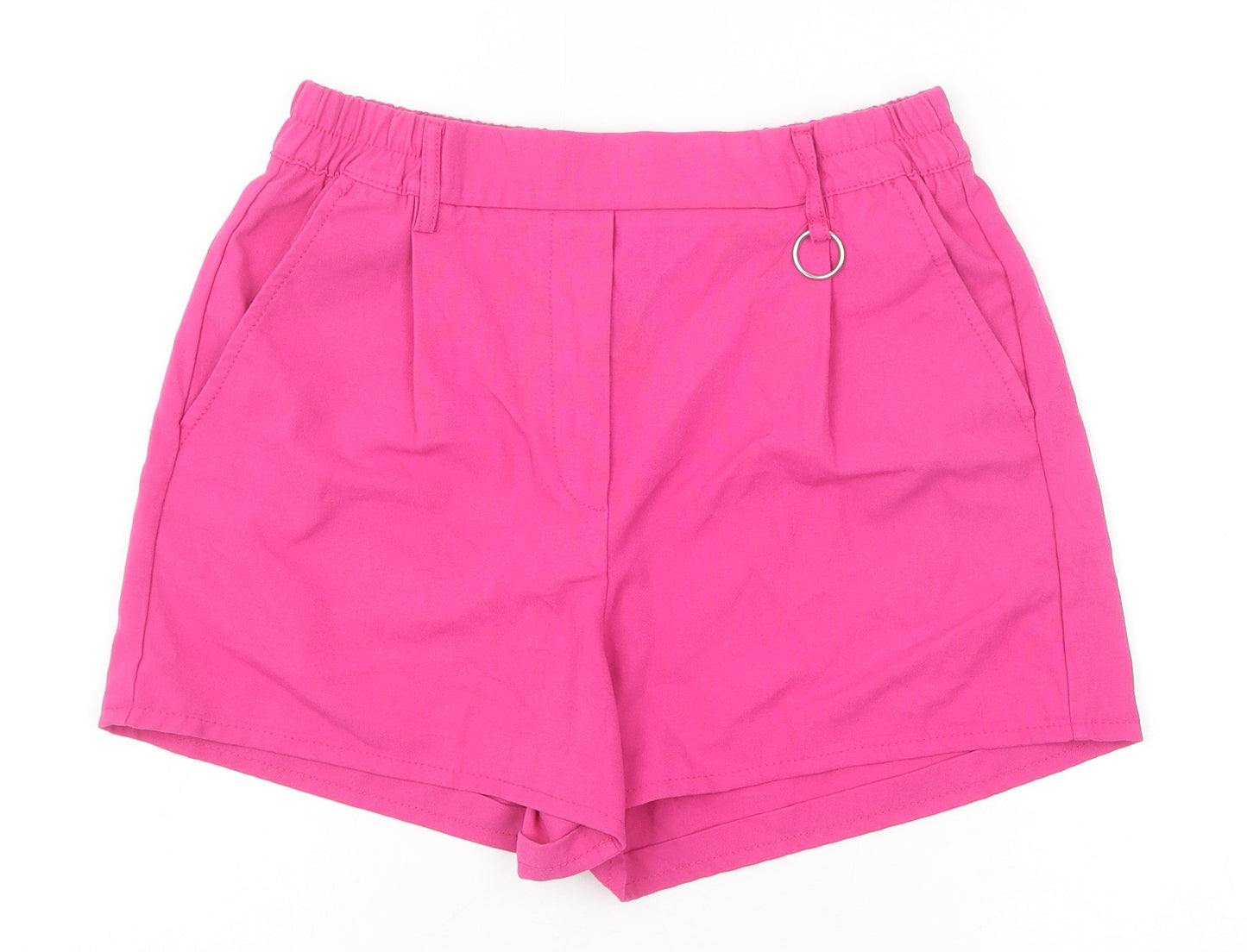 Bershka Womens Pink Polyester Basic Shorts Size L Regular Pull On