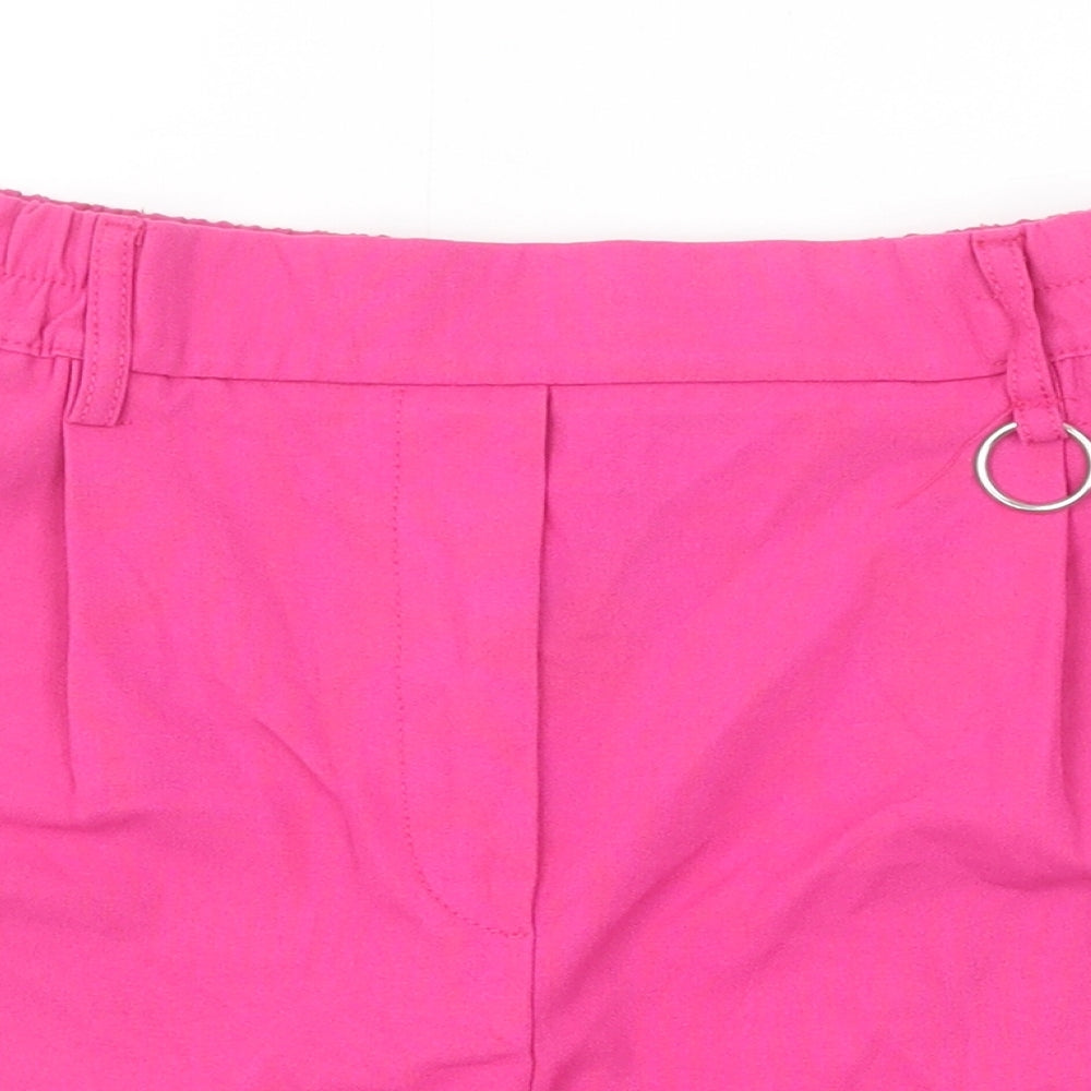 Bershka Womens Pink Polyester Basic Shorts Size L Regular Pull On