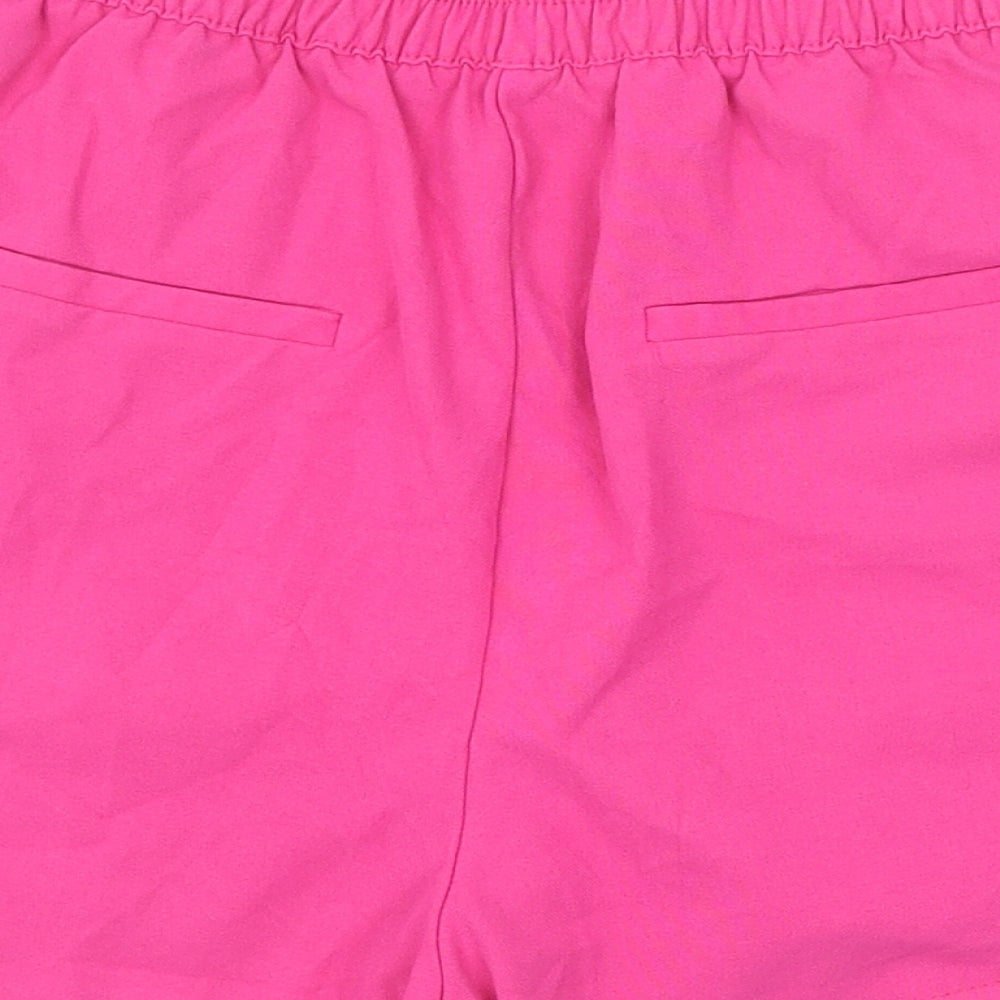 Bershka Womens Pink Polyester Basic Shorts Size L Regular Pull On