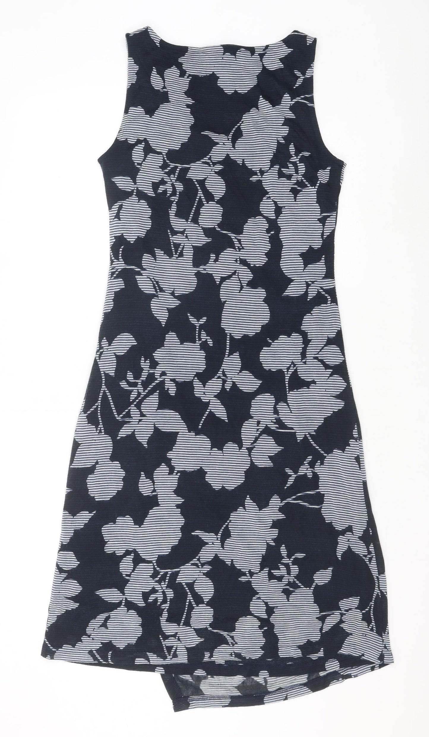 Aria Womens Blue Striped Acrylic Tank Dress Size 12 Scoop Neck Pullover