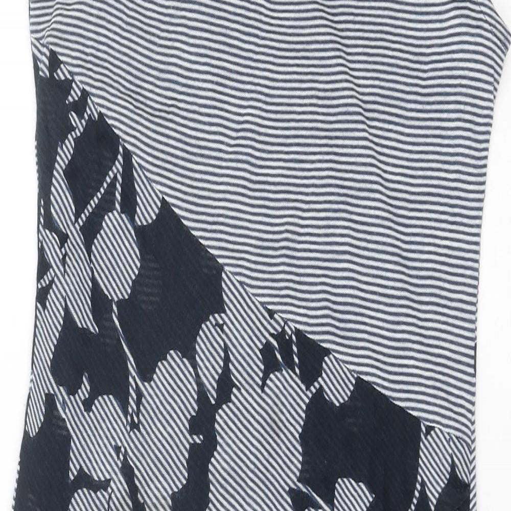 Aria Womens Blue Striped Acrylic Tank Dress Size 12 Scoop Neck Pullover