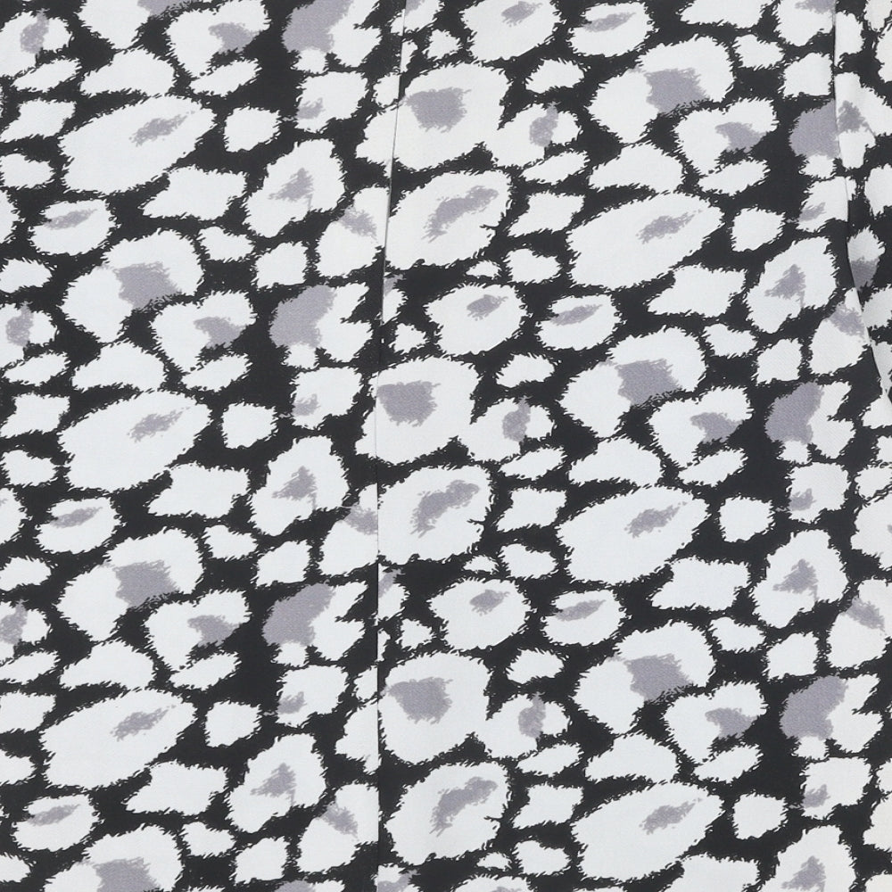 Whistles Womens Grey Animal Print Polyester Basic T-Shirt Size 8 Scoop Neck - Leopard Print