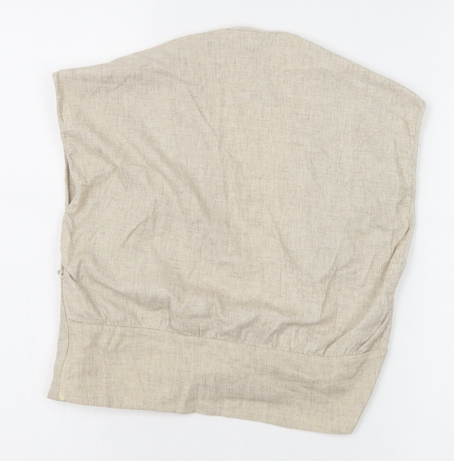 Zara Womens Beige Polyester Cropped Blouse Size S V-Neck - Knot Front