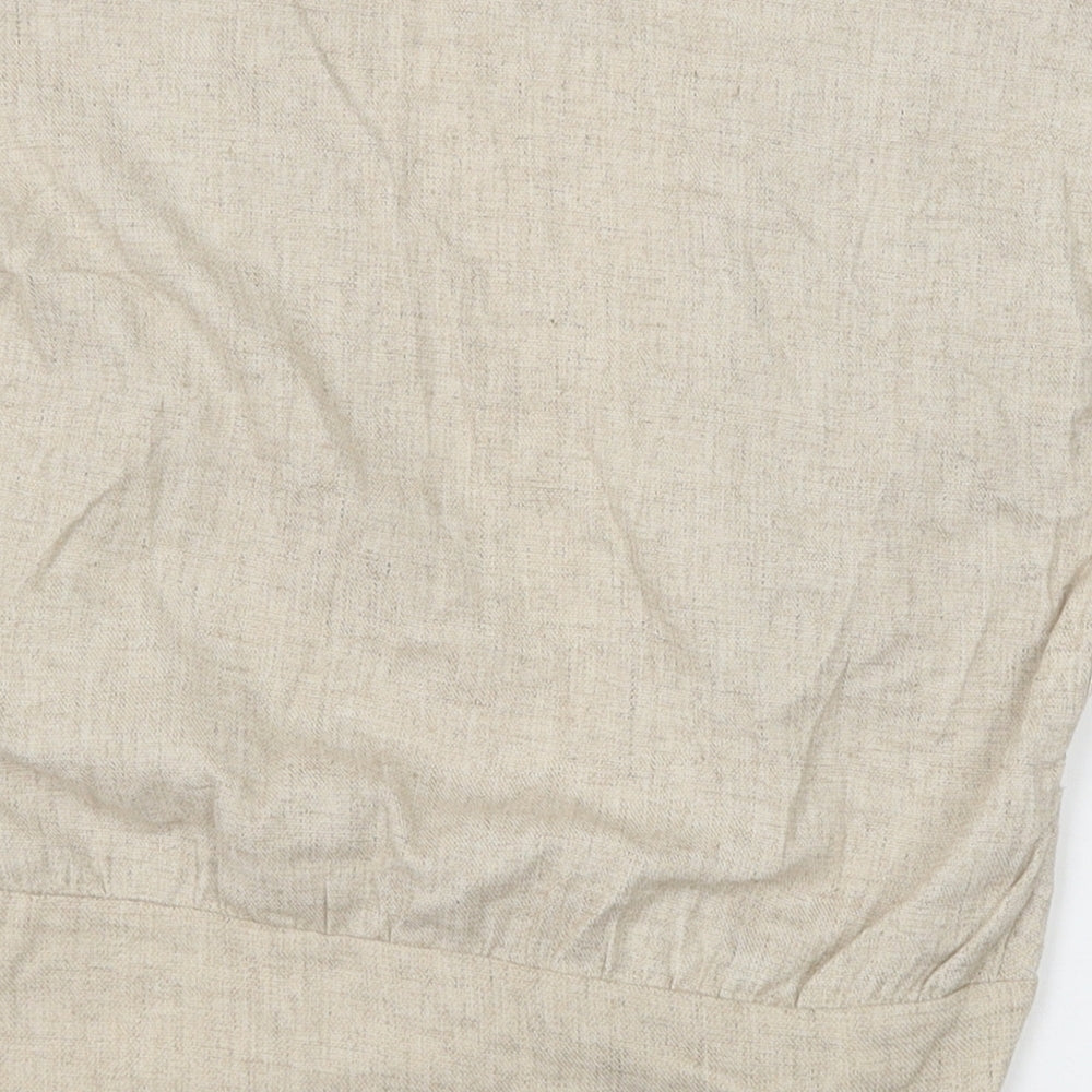Zara Womens Beige Polyester Cropped Blouse Size S V-Neck - Knot Front