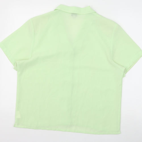 Elegant Classics Womens Green Floral Polyester Basic Button-Up Size 14 Collared