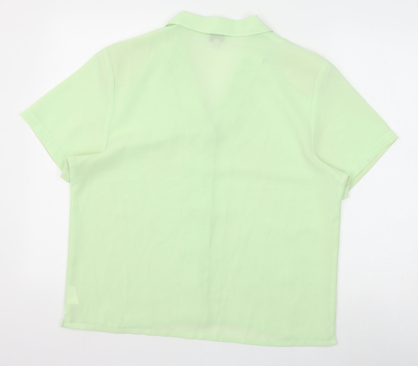 Elegant Classics Womens Green Floral Polyester Basic Button-Up Size 14 Collared