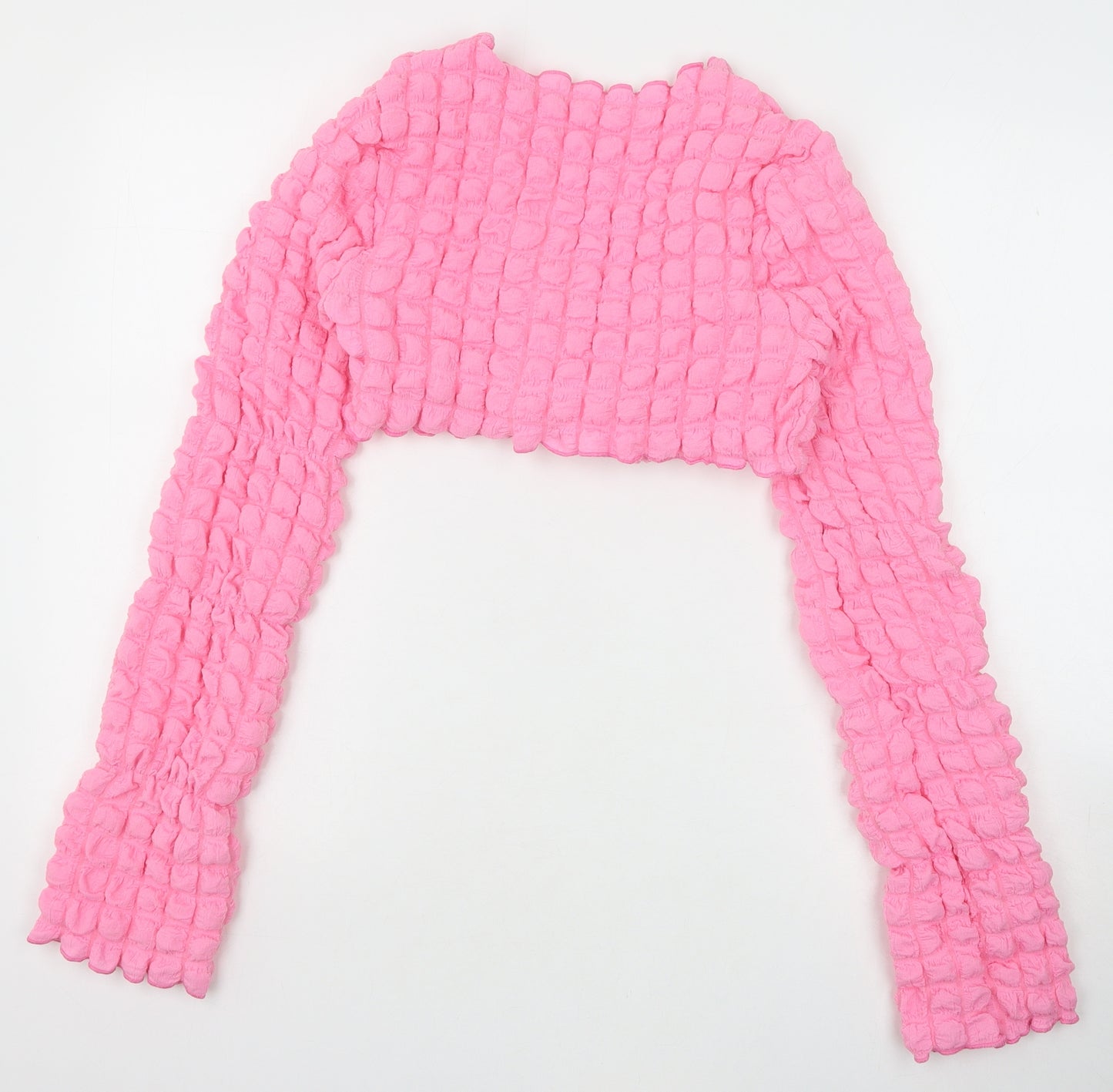 SheIn Womens Pink Polyester Cropped Blouse Size S V-Neck