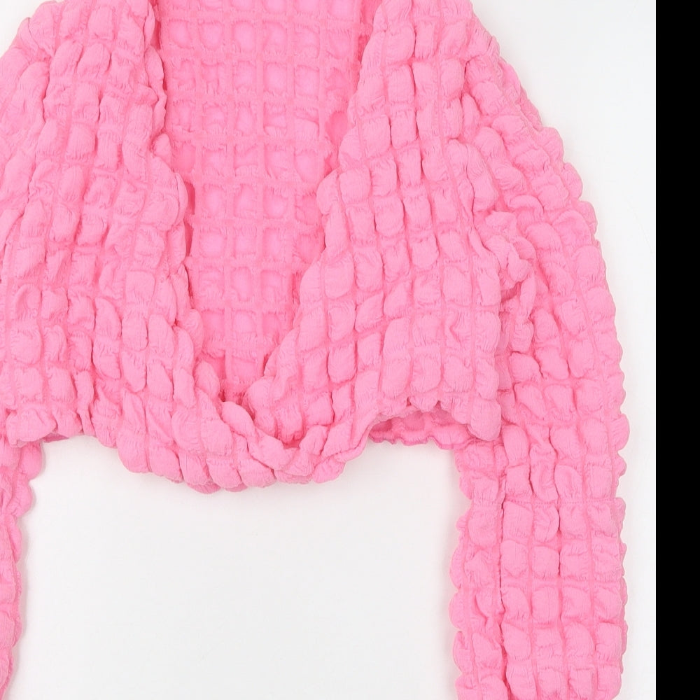 SheIn Womens Pink Polyester Cropped Blouse Size S V-Neck