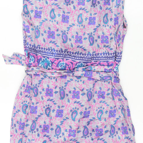 Zara Womens Grey Paisley Polyester Wrap Dress Size XS V-Neck Tie