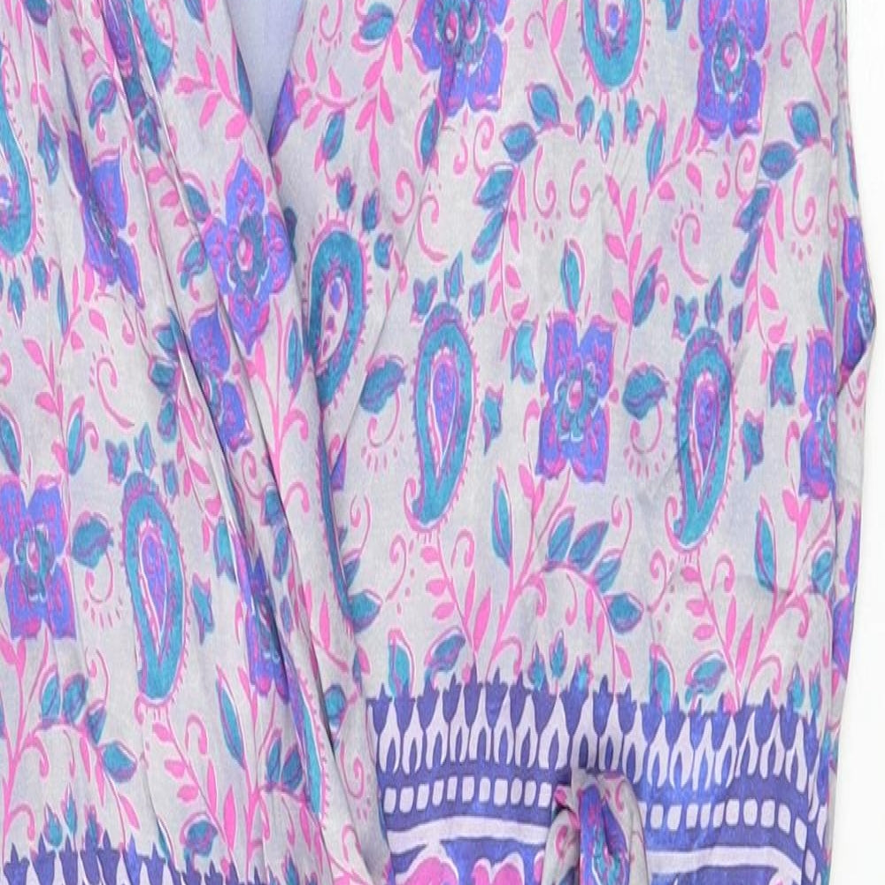 Zara Womens Grey Paisley Polyester Wrap Dress Size XS V-Neck Tie