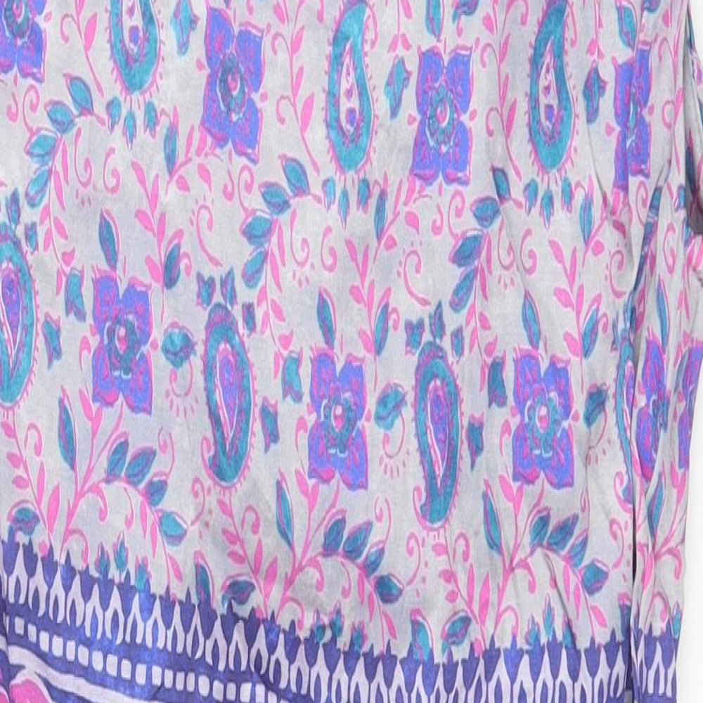 Zara Womens Grey Paisley Polyester Wrap Dress Size XS V-Neck Tie