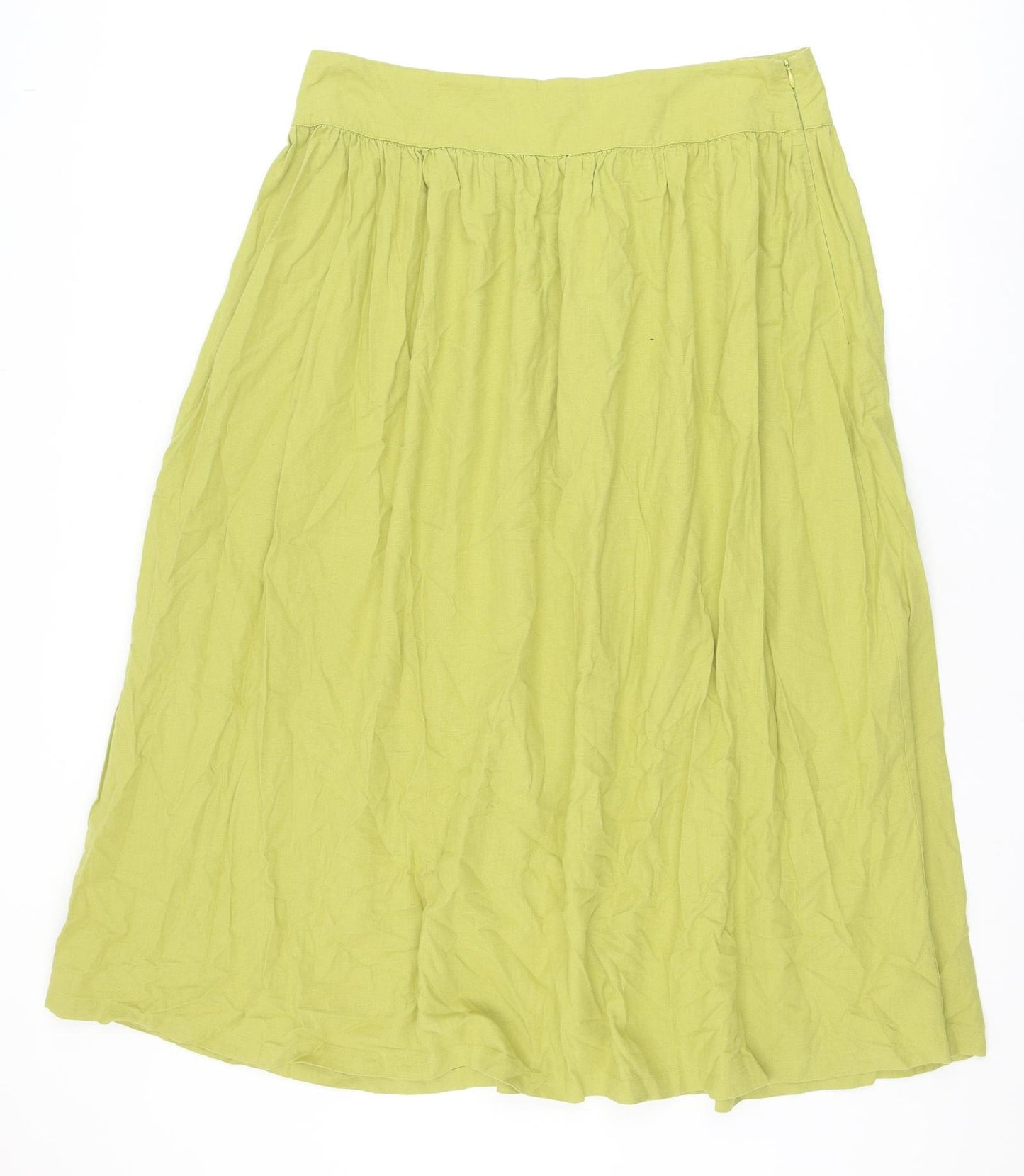 Primark Womens Green Cotton Peasant Skirt Size 18 Zip