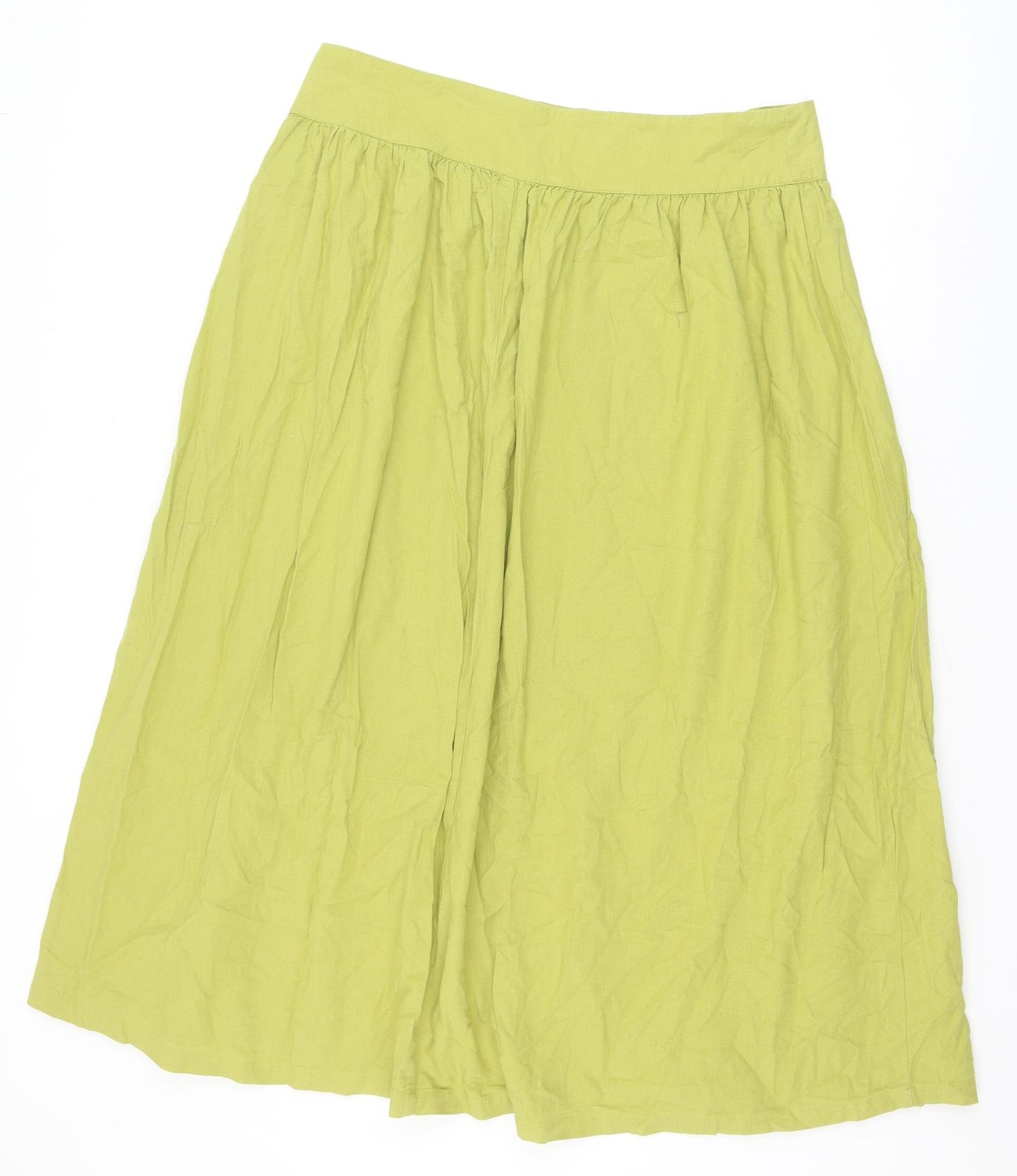 Primark Womens Green Cotton Peasant Skirt Size 18 Zip
