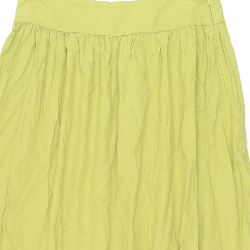 Primark Womens Green Cotton Peasant Skirt Size 18 Zip