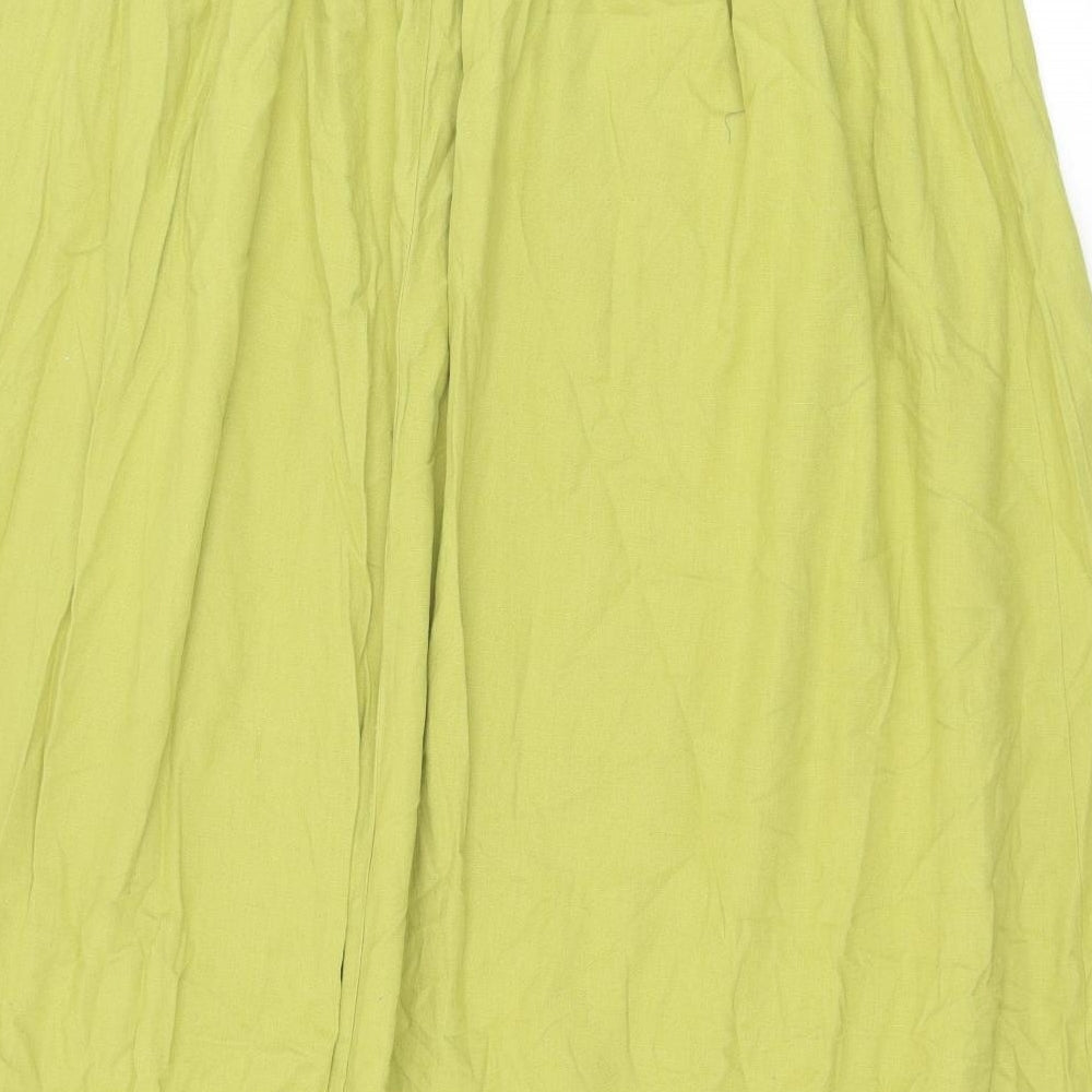Primark Womens Green Cotton Peasant Skirt Size 18 Zip