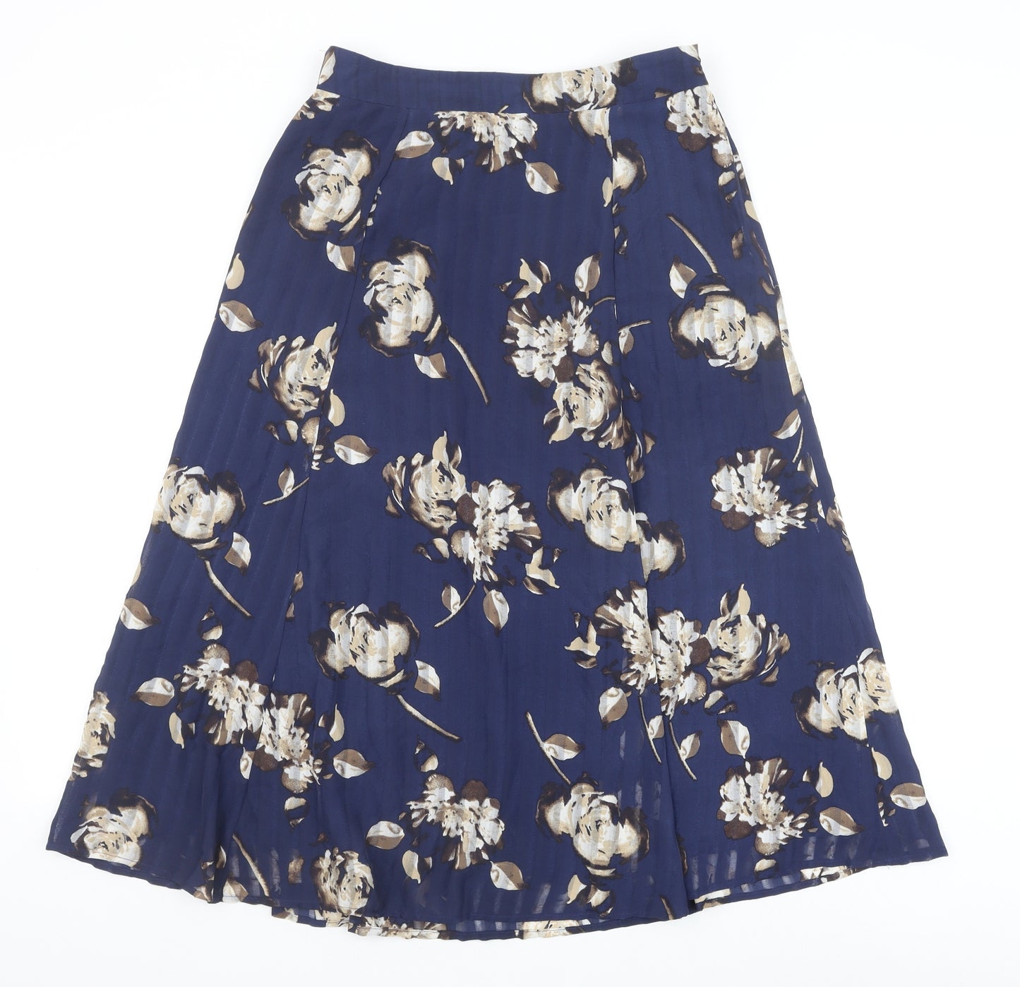 Eastex Womens Blue Floral Polyester Pleated Skirt Size 10 Zip