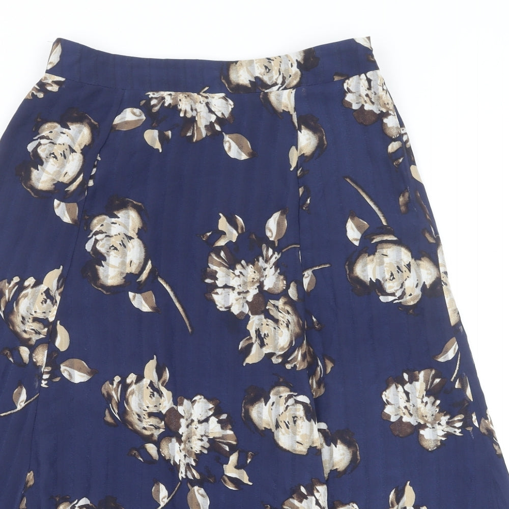 Eastex Womens Blue Floral Polyester Pleated Skirt Size 10 Zip