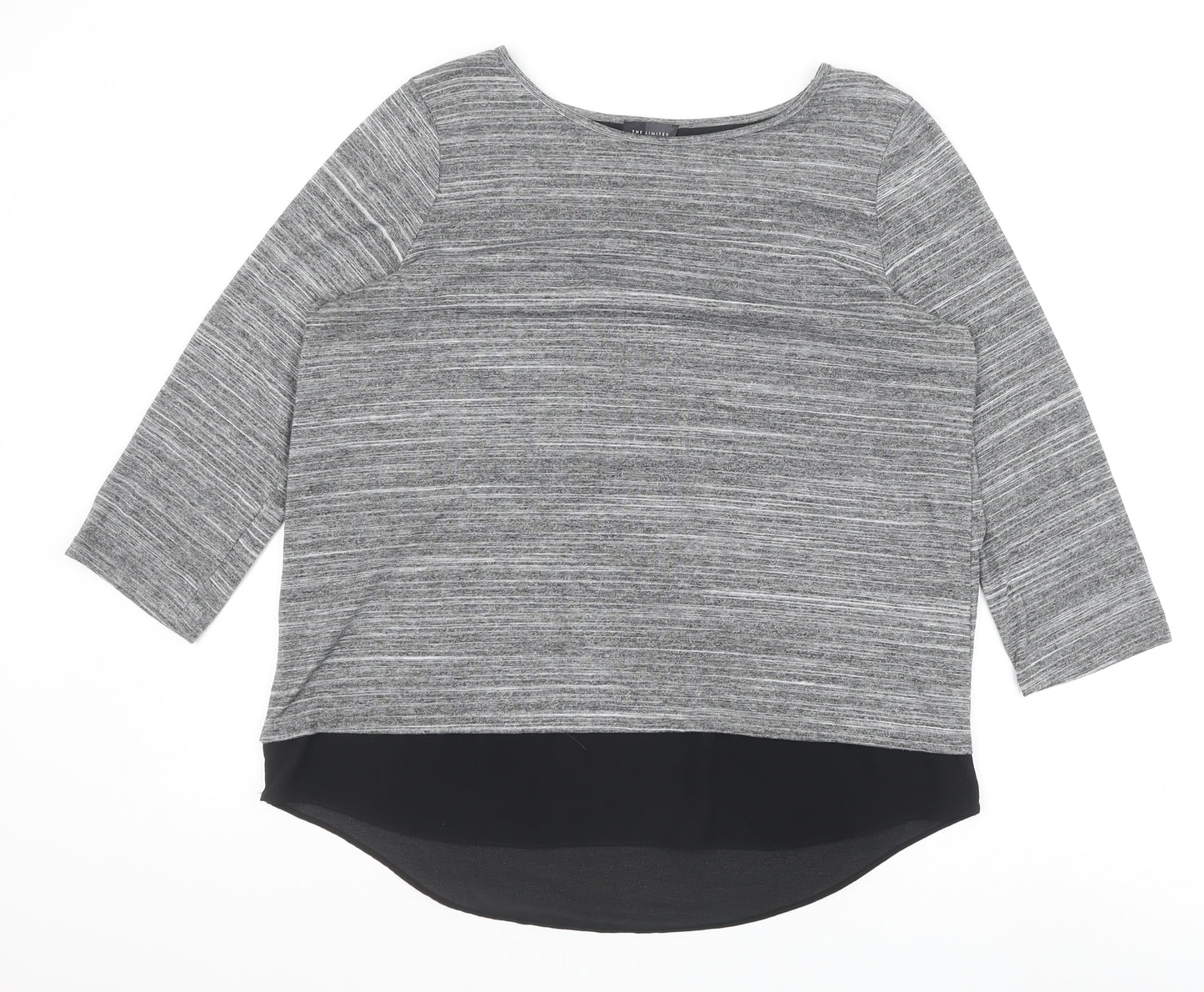 The Limited Womens Grey Polyester Basic Blouse Size L Boat Neck
