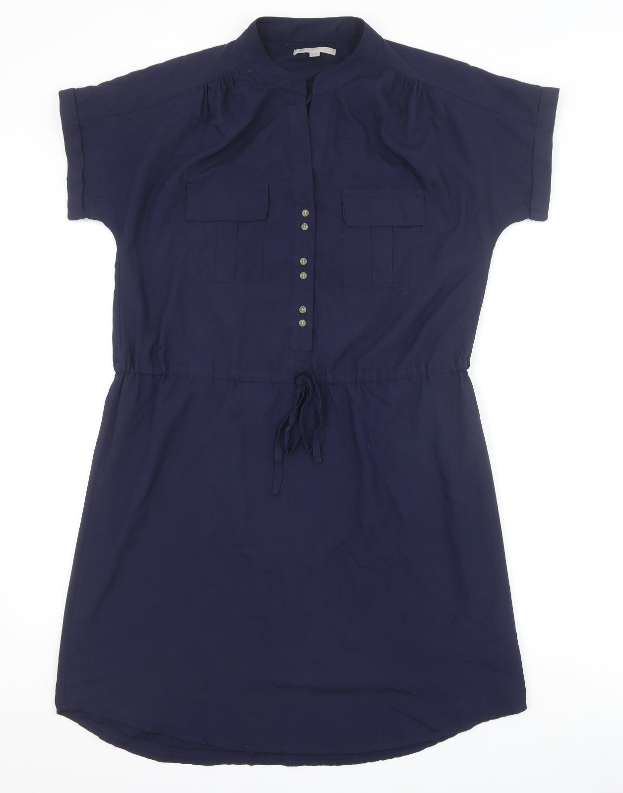 Gap Womens Blue Modal Shirt Dress Size XS Mock Neck Drawstring