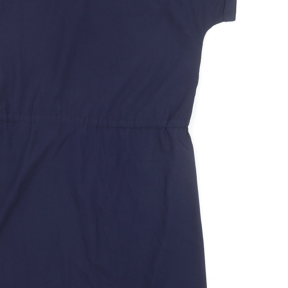 Gap Womens Blue Modal Shirt Dress Size XS Mock Neck Drawstring
