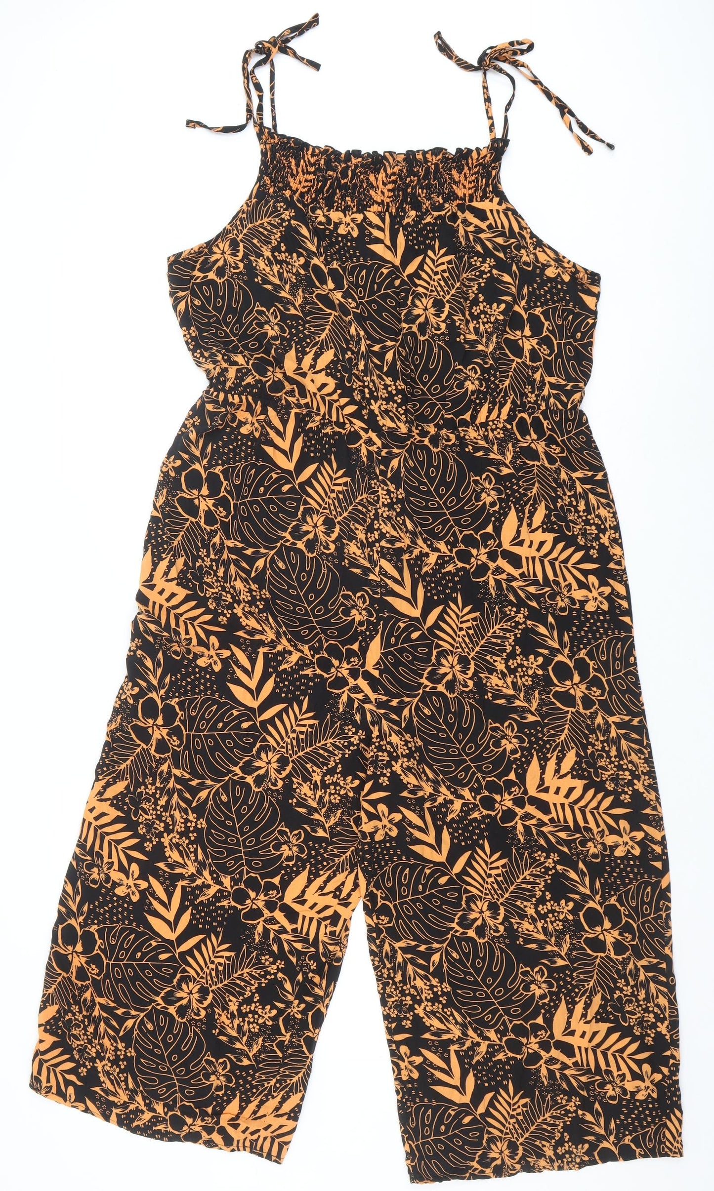 George Womens Black Geometric Viscose Jumpsuit One-Piece Size 14 Pullover