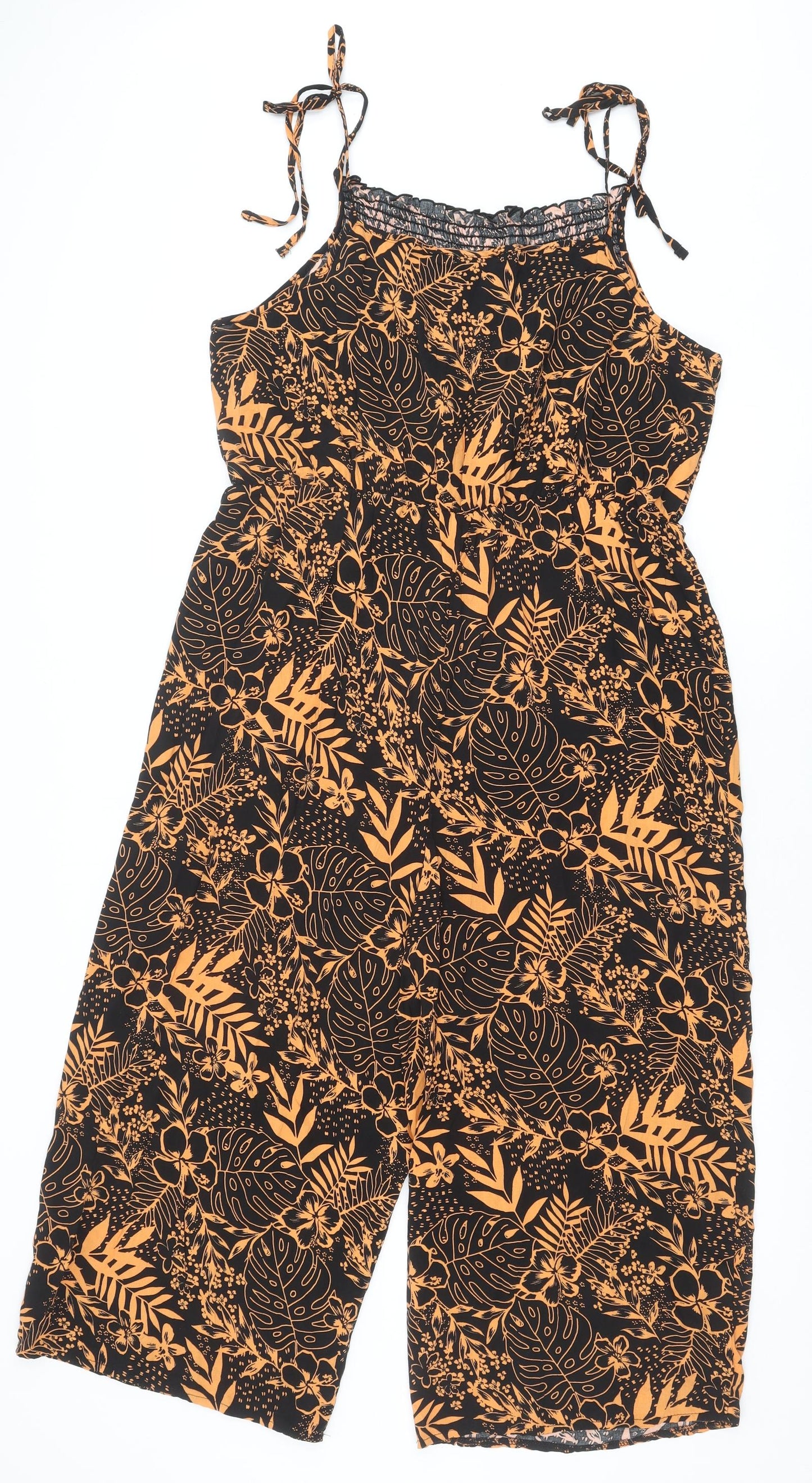 George Womens Black Geometric Viscose Jumpsuit One-Piece Size 14 Pullover