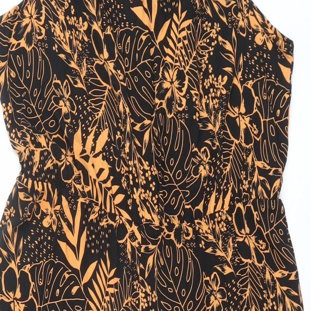 George Womens Black Geometric Viscose Jumpsuit One-Piece Size 14 Pullover