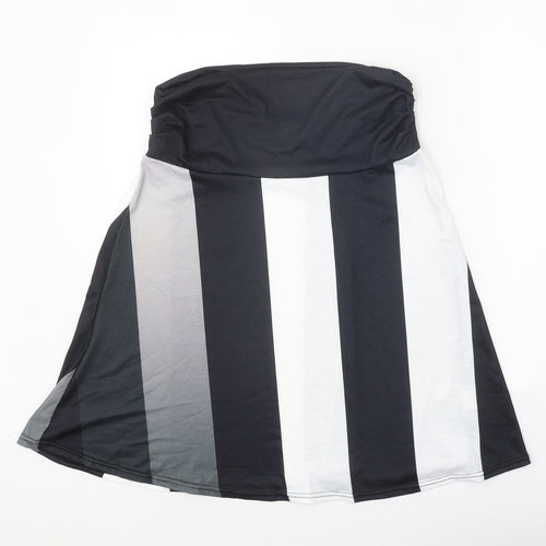 Preworn Womens Black Striped Polyester Swing Skirt Size L