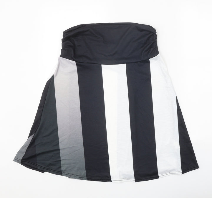 Preworn Womens Black Striped Polyester Swing Skirt Size L