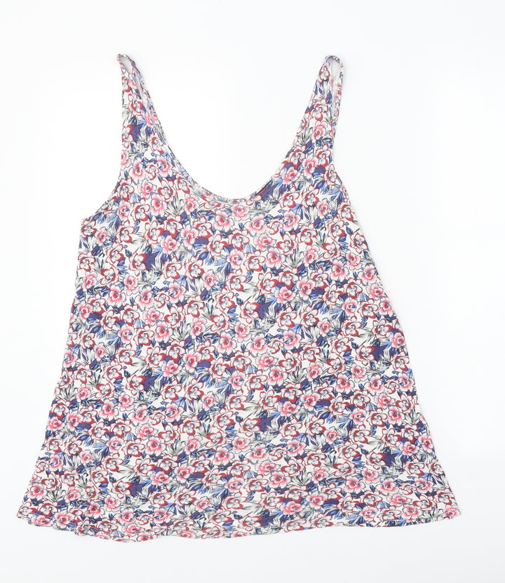 Warehouse Womens Multicoloured Geometric Viscose Basic Tank Size 12 Scoop Neck