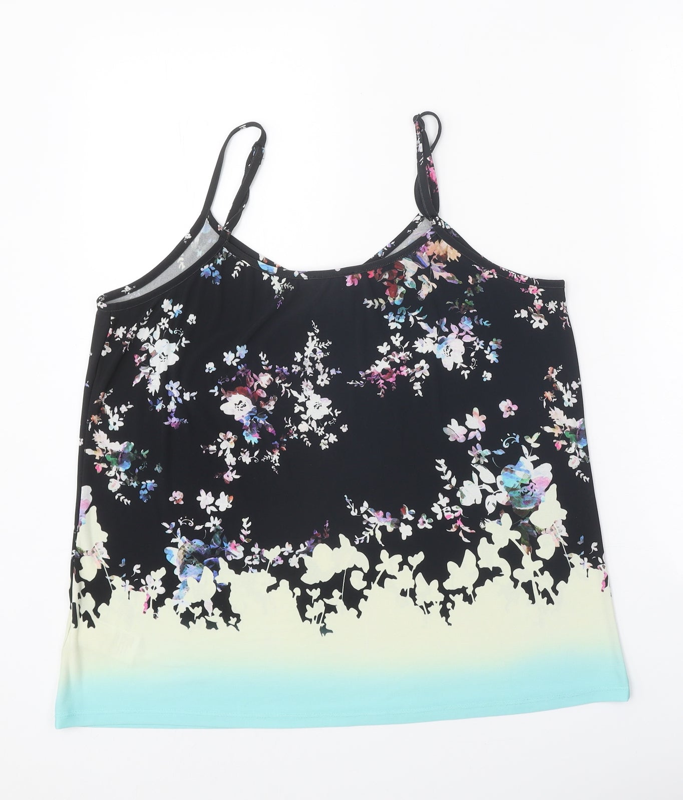 Warehouse Womens Black Floral Polyester Camisole Tank Size 12 V-Neck