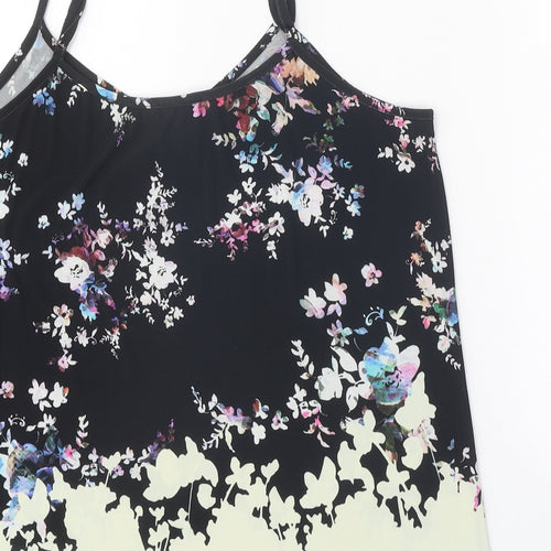 Warehouse Womens Black Floral Polyester Camisole Tank Size 12 V-Neck