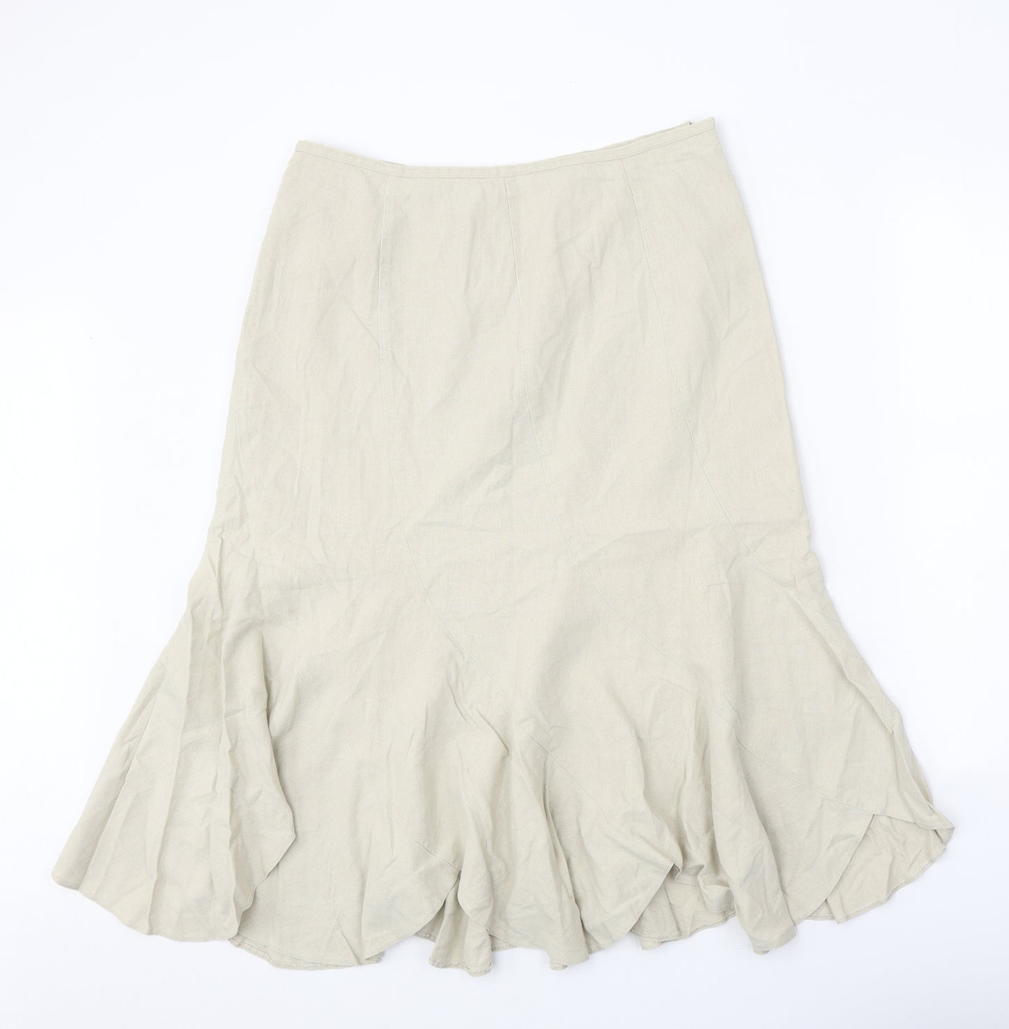 Mackays Womens Beige Linen Swing Skirt Size 16 Zip