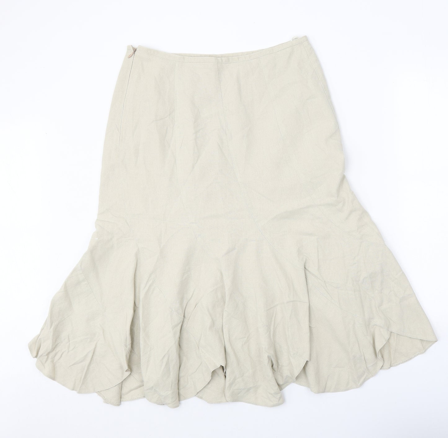 Mackays Womens Beige Linen Swing Skirt Size 16 Zip