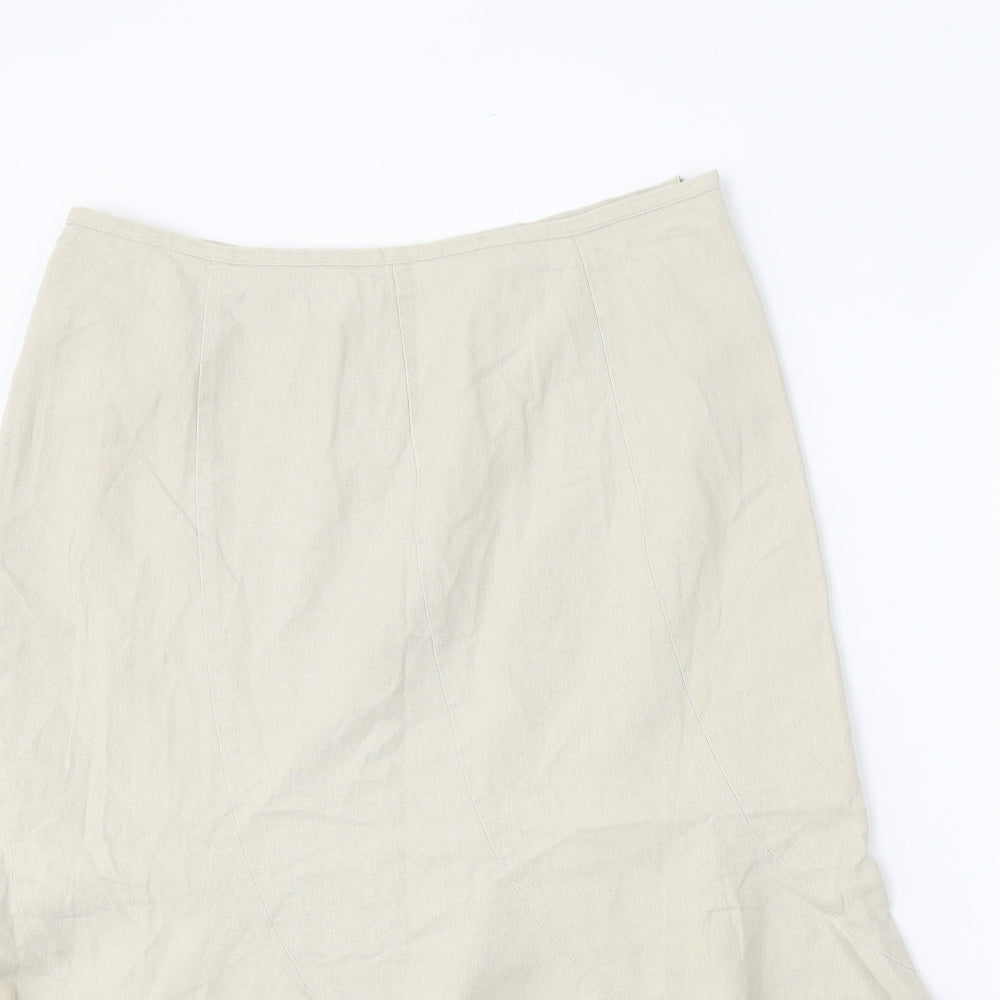 Mackays Womens Beige Linen Swing Skirt Size 16 Zip