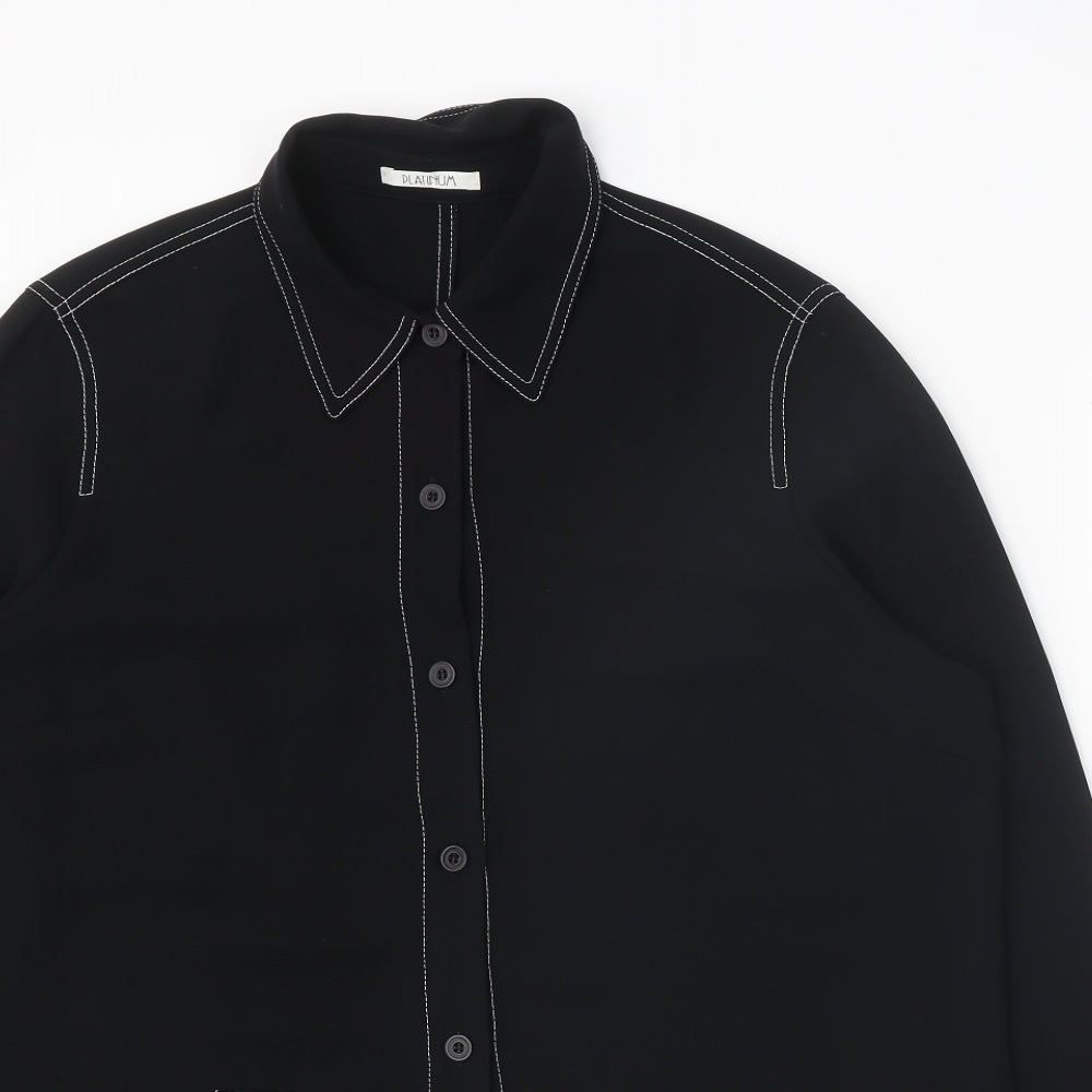 Platinum Womens Black Polyester Tunic Button-Up Size 18 Collared