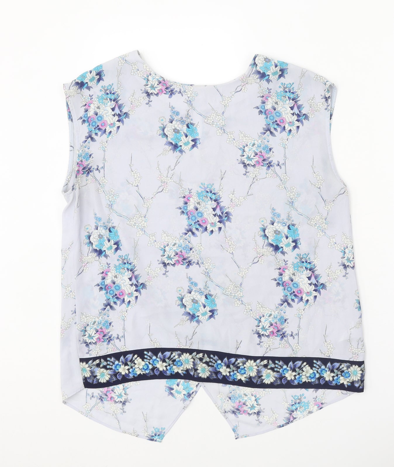 Oasis Womens Purple Floral Polyester Basic Tank Size 12 Scoop Neck
